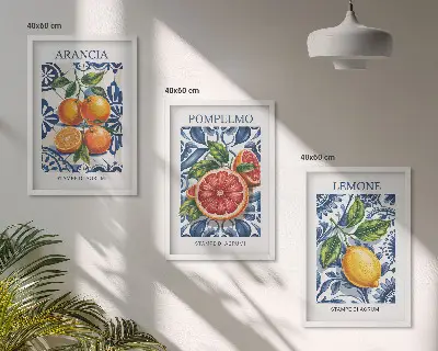 Set di 3 quadri con stampe di moda a tema agrumi italiani