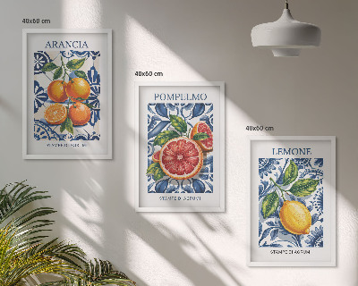 Set di 3 quadri Poster di moda sugli agrumi italiani