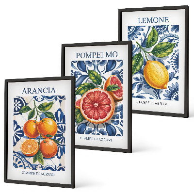 Set di 3 quadri Poster di moda sugli agrumi italiani