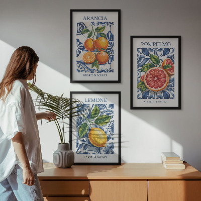 Set di 3 quadri Poster di moda sugli agrumi italiani