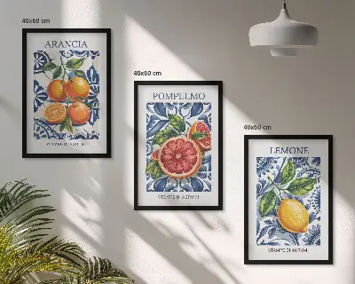 Set di 3 quadri con stampe di moda a tema agrumi italiani