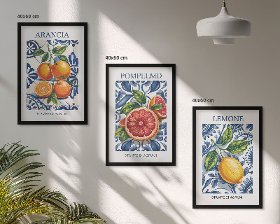 Set di 3 quadri Poster di moda sugli agrumi italiani