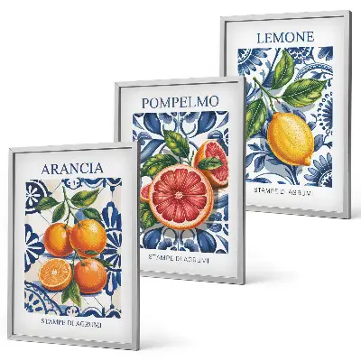 Set di 3 quadri con stampe di moda a tema agrumi italiani