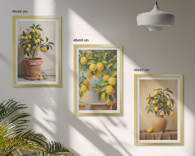 Composizione di quadri Alberi di limoni in vaso e in un vaso