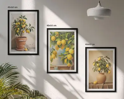 Composizione di quadri alberi di limoni in vaso