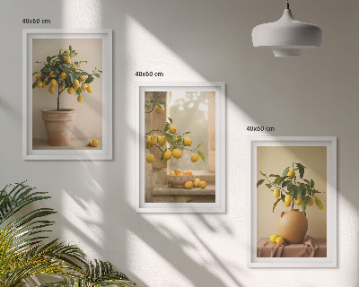 Set di 3 quadri Alberi di limoni in vaso