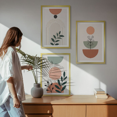 Set di 3 quadri Motivi vegetali moderni