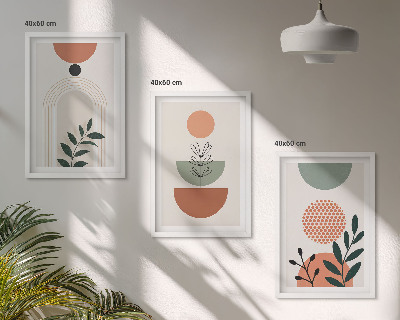 Set di 3 quadri Motivi vegetali moderni