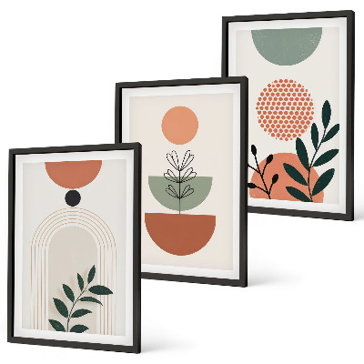 Set di 3 quadri Motivi vegetali moderni