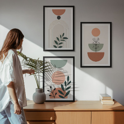 Set di 3 quadri Motivi vegetali moderni