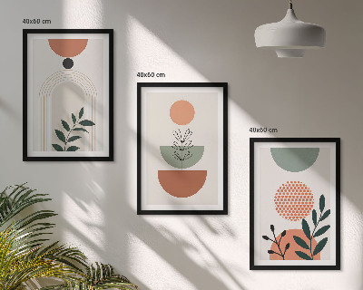 Set di 3 quadri Motivi vegetali moderni