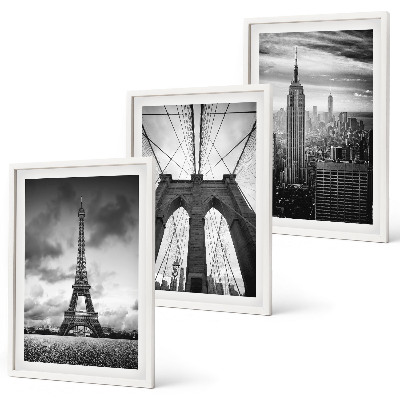 Set di 3 quadri Torri di ponti monocromatiche