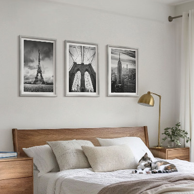 Set di 3 quadri Torri di ponti monocromatiche