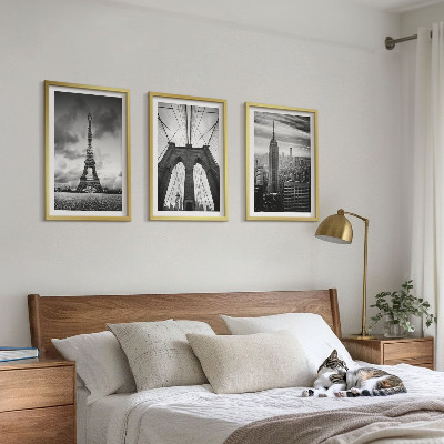 Set di 3 quadri Torri di ponti monocromatiche