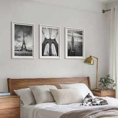 Set di 3 quadri Torri di ponti monocromatiche