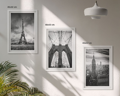 Set di 3 quadri Torri di ponti monocromatiche