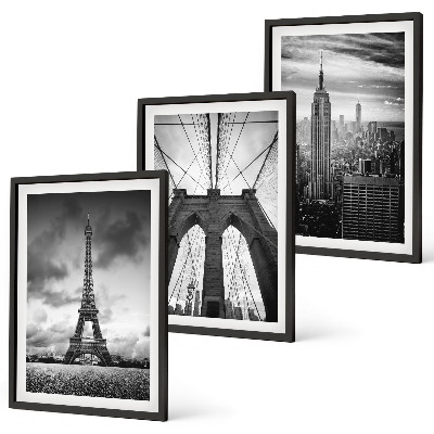Set di 3 quadri Torri di ponti monocromatiche