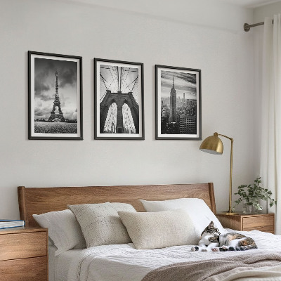 Set di 3 quadri Torri di ponti monocromatiche