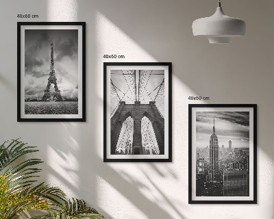 Set di 3 quadri Torri di ponti monocromatiche
