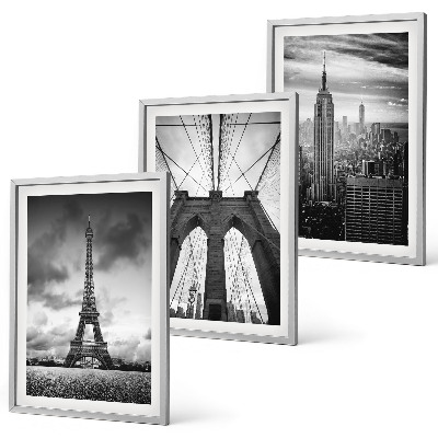 Set di 3 quadri Torri di ponti monocromatiche