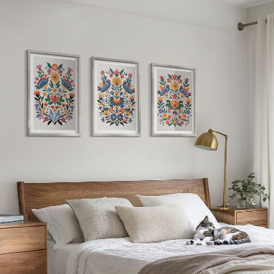 Composizione di quadri Motivi floreali dai colori intensi