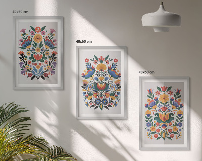 Composizione di quadri Motivi floreali dai colori intensi