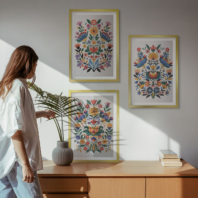 Composizione di quadri Motivi floreali dai colori intensi