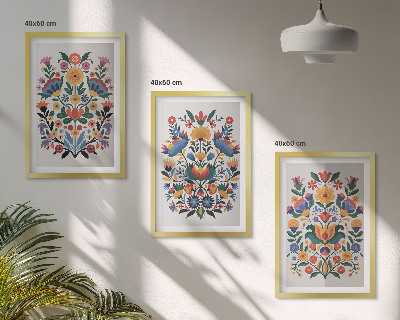 Composizione di quadri Motivi floreali dai colori intensi