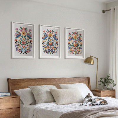 Composizione di quadri Motivi floreali dai colori intensi