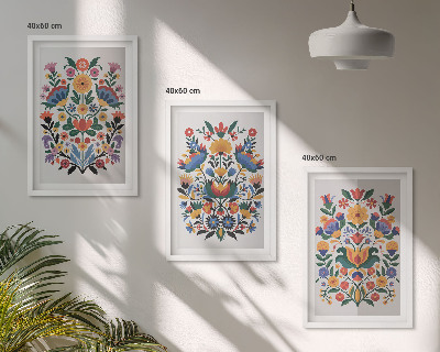 Composizione di quadri Motivi floreali dai colori intensi