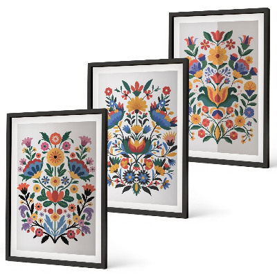 Composizione di quadri Motivi floreali dai colori intensi