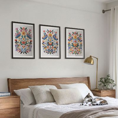 Composizione di quadri Motivi floreali dai colori intensi