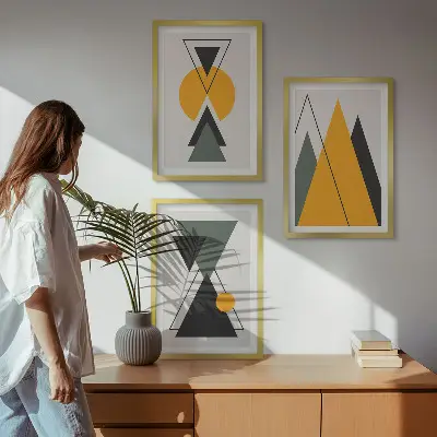 Set di quadri incorniciati con forme geometriche astratte