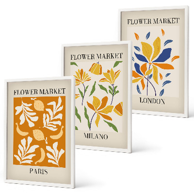 Set di 3 quadri Poster floreali Parigi Milano Londra
