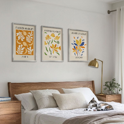 Set di 3 quadri Poster floreali Parigi Milano Londra