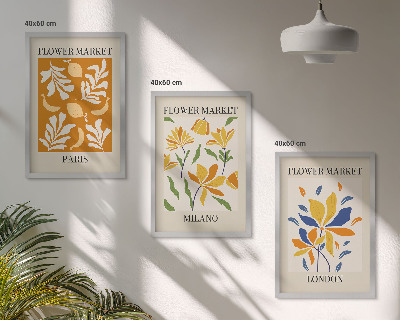 Set di 3 quadri Poster floreali Parigi Milano Londra
