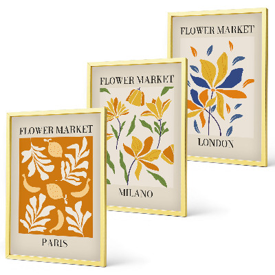 Set di 3 quadri Poster floreali Parigi Milano Londra