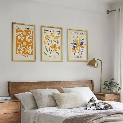 Set di 3 quadri con poster a tema floreale di Parigi Milano e Londra