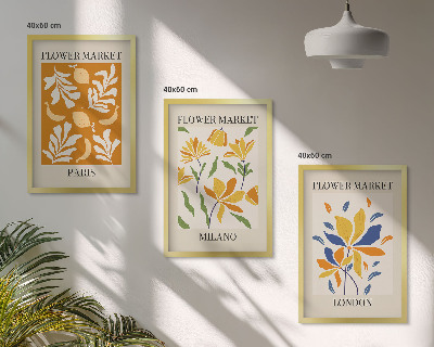 Set di 3 quadri Poster floreali Parigi Milano Londra