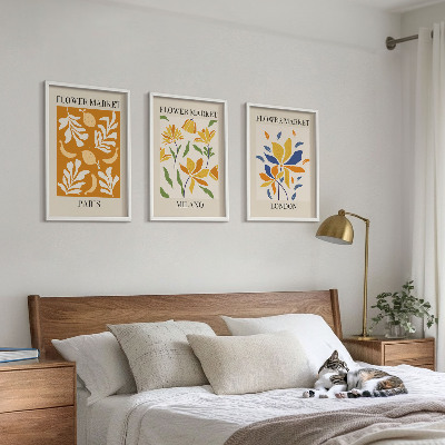 Set di 3 quadri Poster floreali Parigi Milano Londra