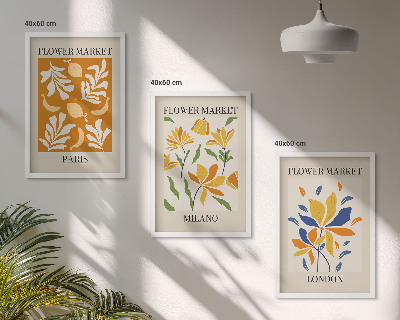 Set di 3 quadri Poster floreali Parigi Milano Londra