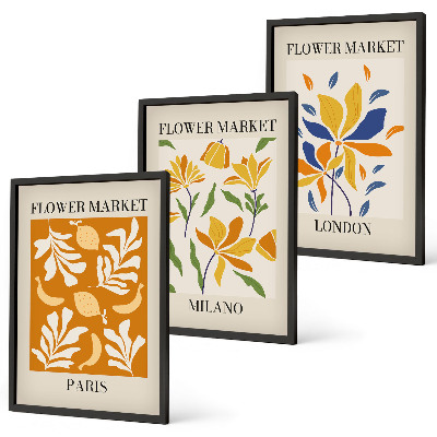 Set di 3 quadri Poster floreali Parigi Milano Londra