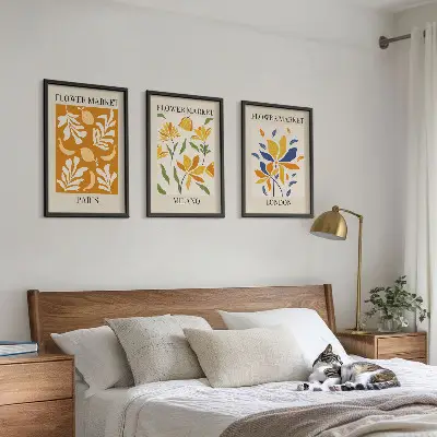 Set di 3 quadri con poster a tema floreale di Parigi Milano e Londra