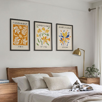 Set di 3 quadri Poster floreali Parigi Milano Londra