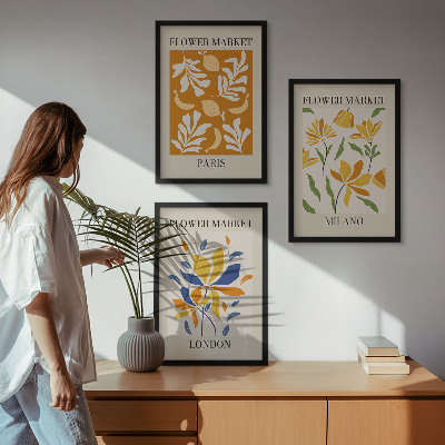 Set di 3 quadri Poster floreali Parigi Milano Londra