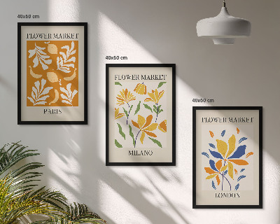 Set di 3 quadri Poster floreali Parigi Milano Londra
