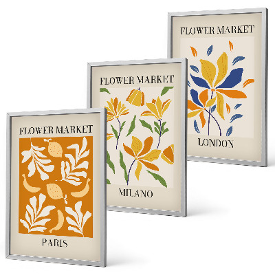 Set di 3 quadri Poster floreali Parigi Milano Londra