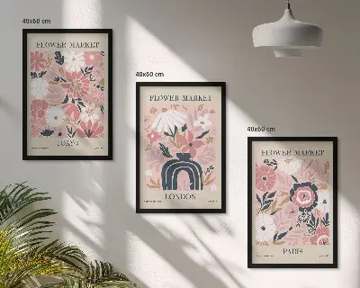 Set di quadri incorniciati con motivi floreali ispirati a Tokyo, Londra e Parigi