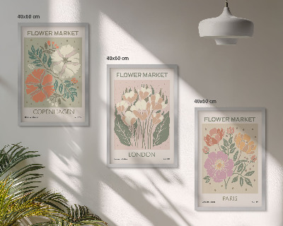 Set di 3 quadri Poster floreali Copenaghen Londra Parigi