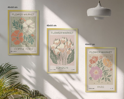 Set di 3 quadri Poster floreali Copenaghen Londra Parigi